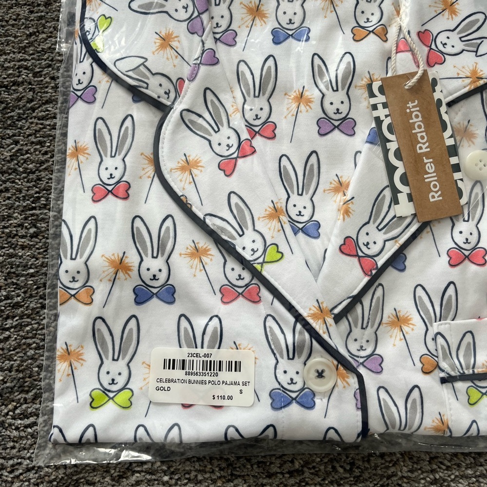 Roller Rabbit Celebration Bunnies Polo Pajamas - Picture 2 of 3